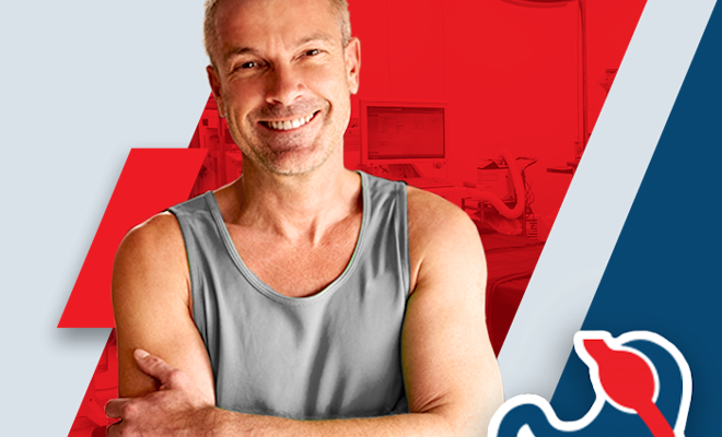 Thin smiling man after bariatric surgery